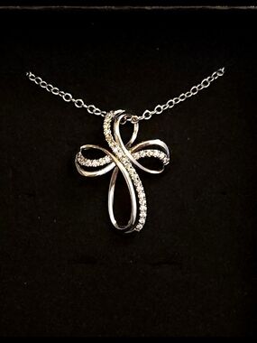 Sterling Silver Cross With Crystal Accents